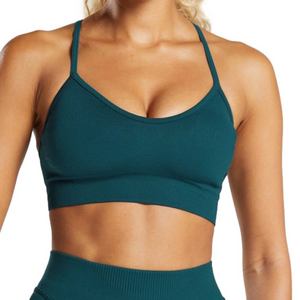 Gymshark Sweat Seamless Sports Bra Teal Light Support Workout Bra Green Blue